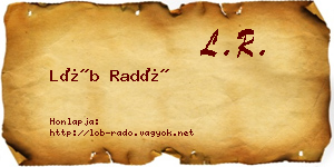 Löb Radó névjegykártya